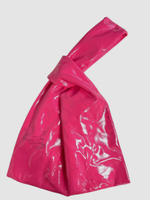 $386 Nanushka Womens Pink Jen Pouch Top-Handle Vegan Leather Clutch Wristlet Bag