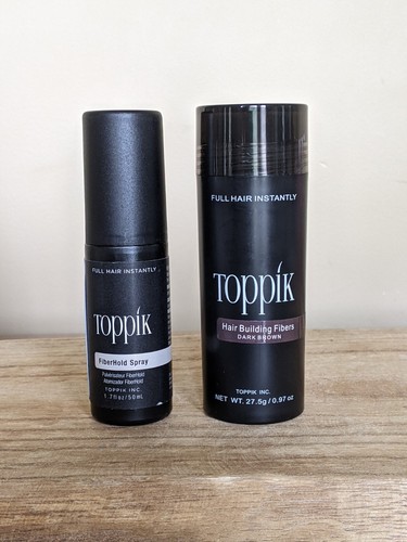 Toppik SET Hair Building Fibers Dark Brown 27.5g + FiberHold Spray 1.7 ...