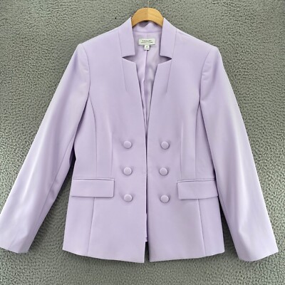 Tahari Blazer Womens 10 Purple Stretch Pockets Princess Seam Office Career Work*