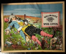 Vintage WILLIMANTIC SPOOL COTTON Steel SIGN *11 x 14* FREE SHIPPING!!!