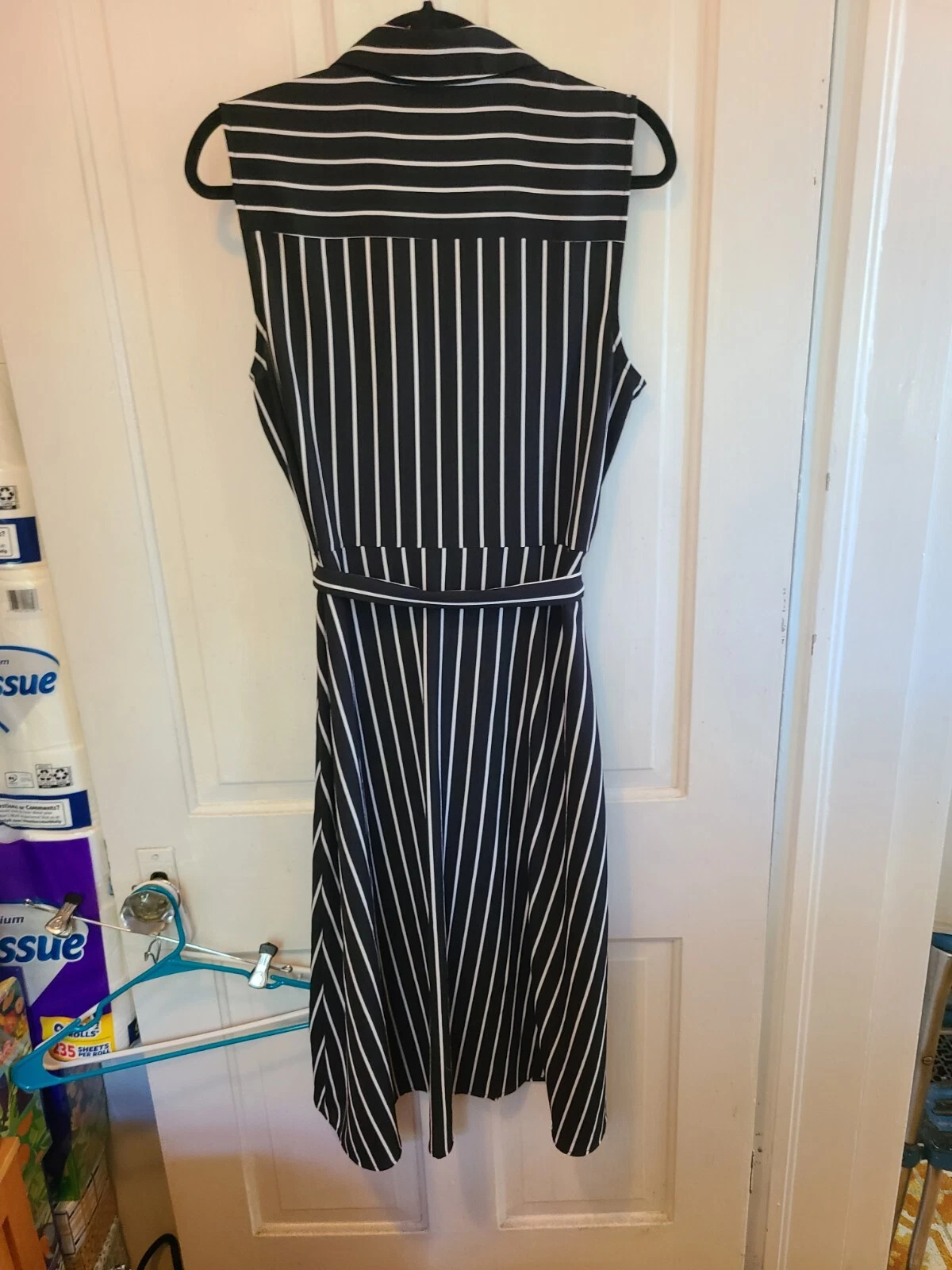 Abito camicia Alyx smanicato bianco e nero crepe chiffon taglia 10