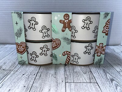 The Bakeshop Gingerbread Man Christmas Ceramic Ramekins Set of 4 Brand New