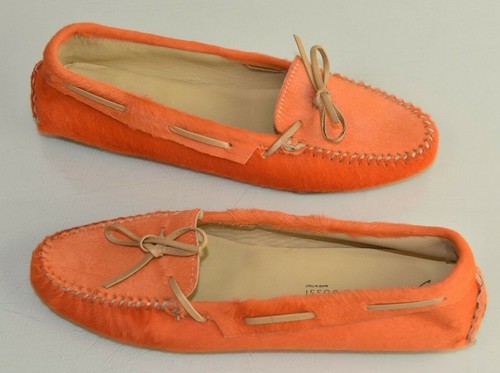 Pony Skin Orange Flats Beige Shoes 7.5 