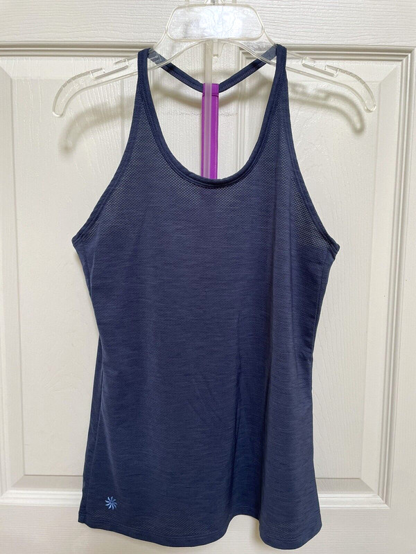 Athleta Purple Gray T Back Tank Athletic Workout Top Shirt Loose Fit Size XXS