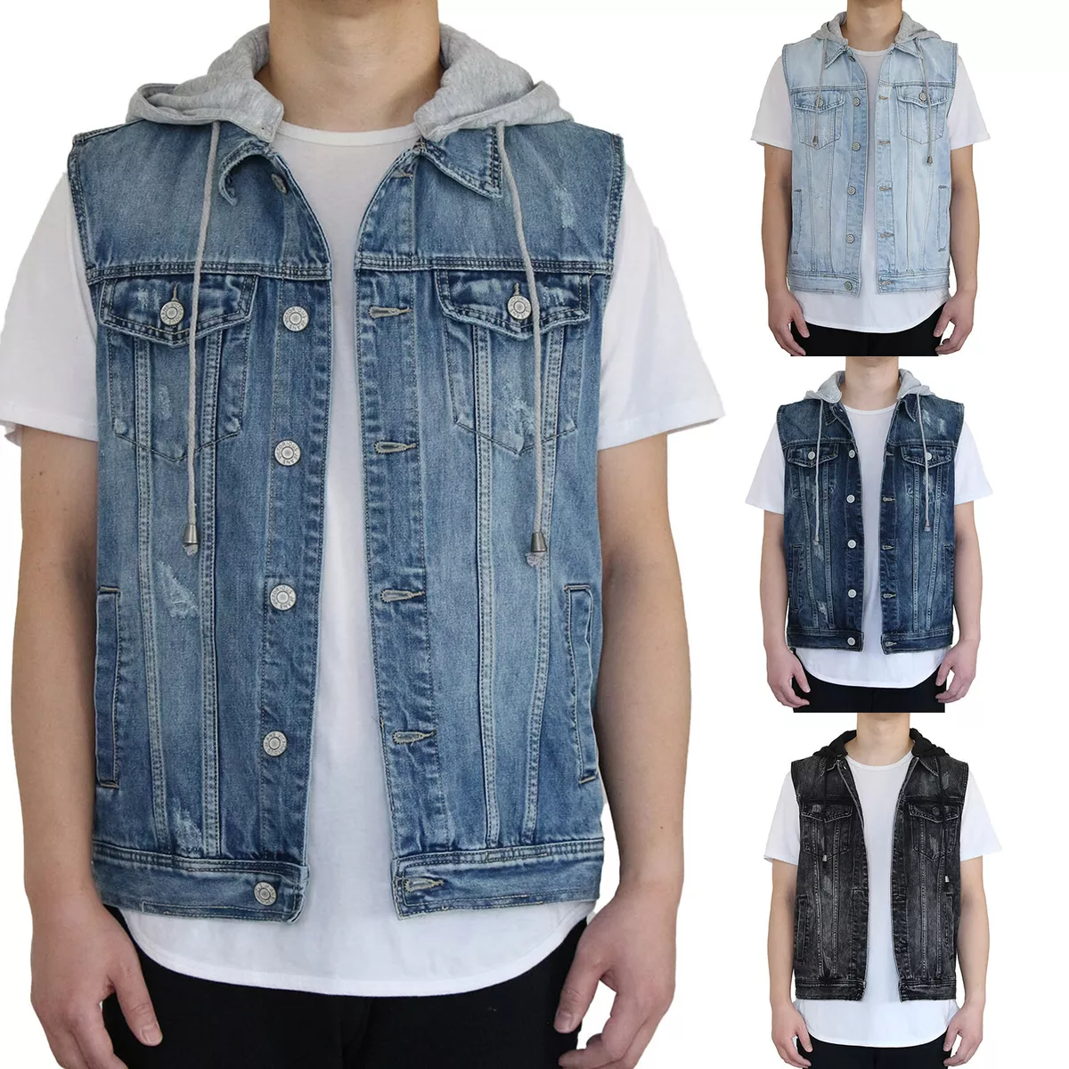 Denim vest shop with hoodie