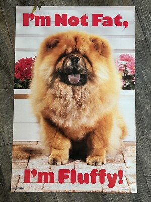 Chow Chow Dog Vintage Poster I'm Not Fat I'm Fluffy Office Bedroom Décor