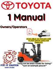 TOYOTA FORKLIFT 7FGF20 OPERATORS OWNERS MANUAL PDF FILE ON USB