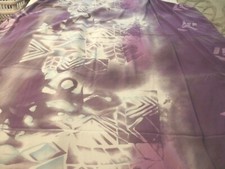 Polyester fabric-large random design-shades of lavender/ aqua-1 yd 22" x 60"