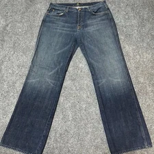 7 For All Mankind Jeans Mens 36 Blue Denim Cotton Mid Rise Button-Fly Made USA