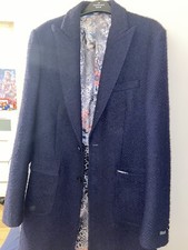Gianni Feraud Wool Coat - Navy - Size Medium