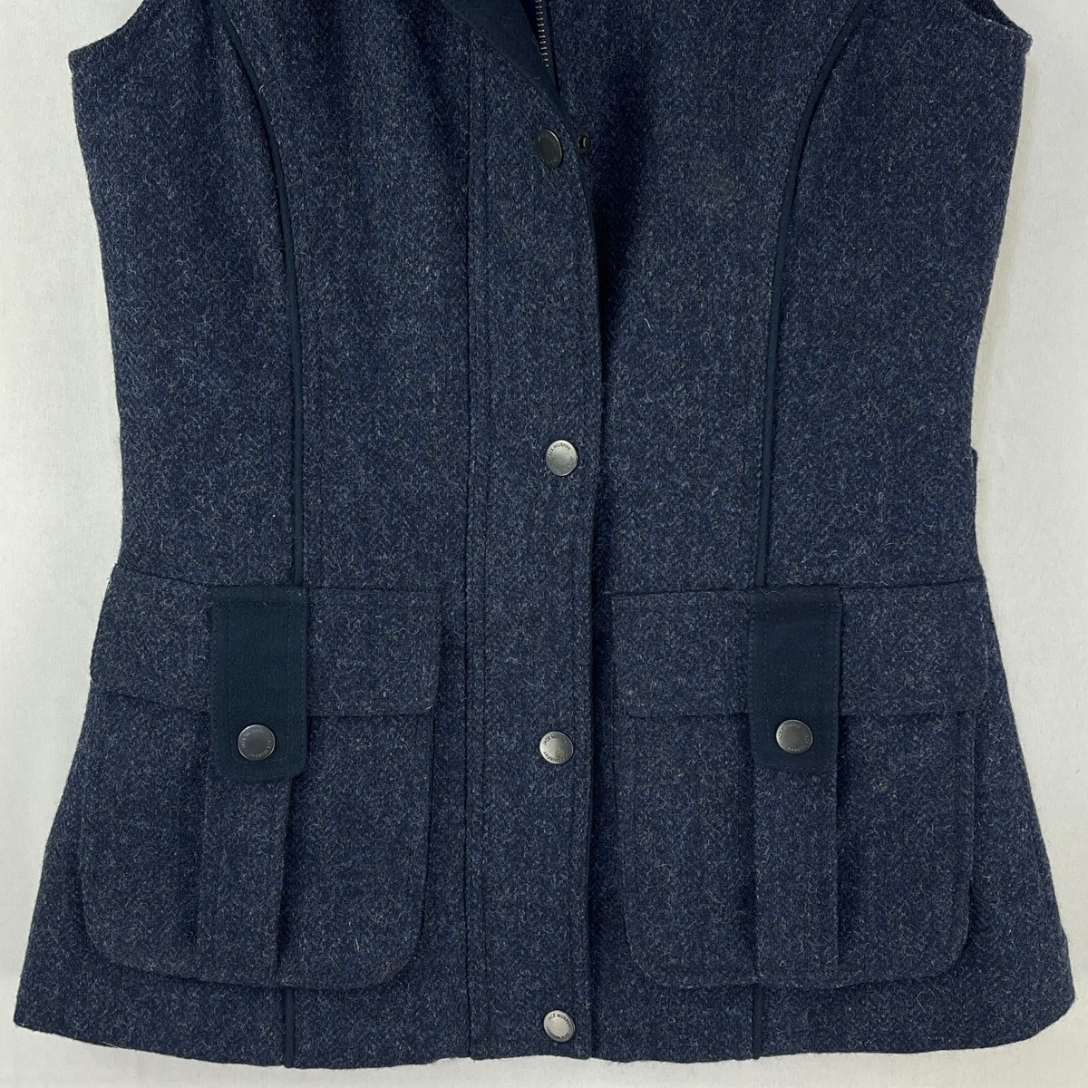Jack Murphy Tweed Gilet Womens 8 Blue Herringbone Body Warmer