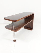 Niedriges ArtDeco Regal mit verchromtem Stahlrohrfuß 