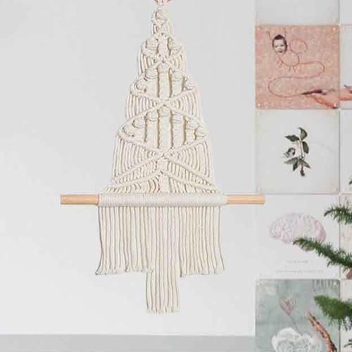 Handmade Woven Christmas Tree Tapestry Tassel Macrame Bohemian Nursery Ornaments - Picture 4 of 7