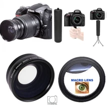  WIDE ANGLE LENS + 10X MACRO LENS + MONOPOD FOR NIKON D40 D50 D60 D70 D80 D90 