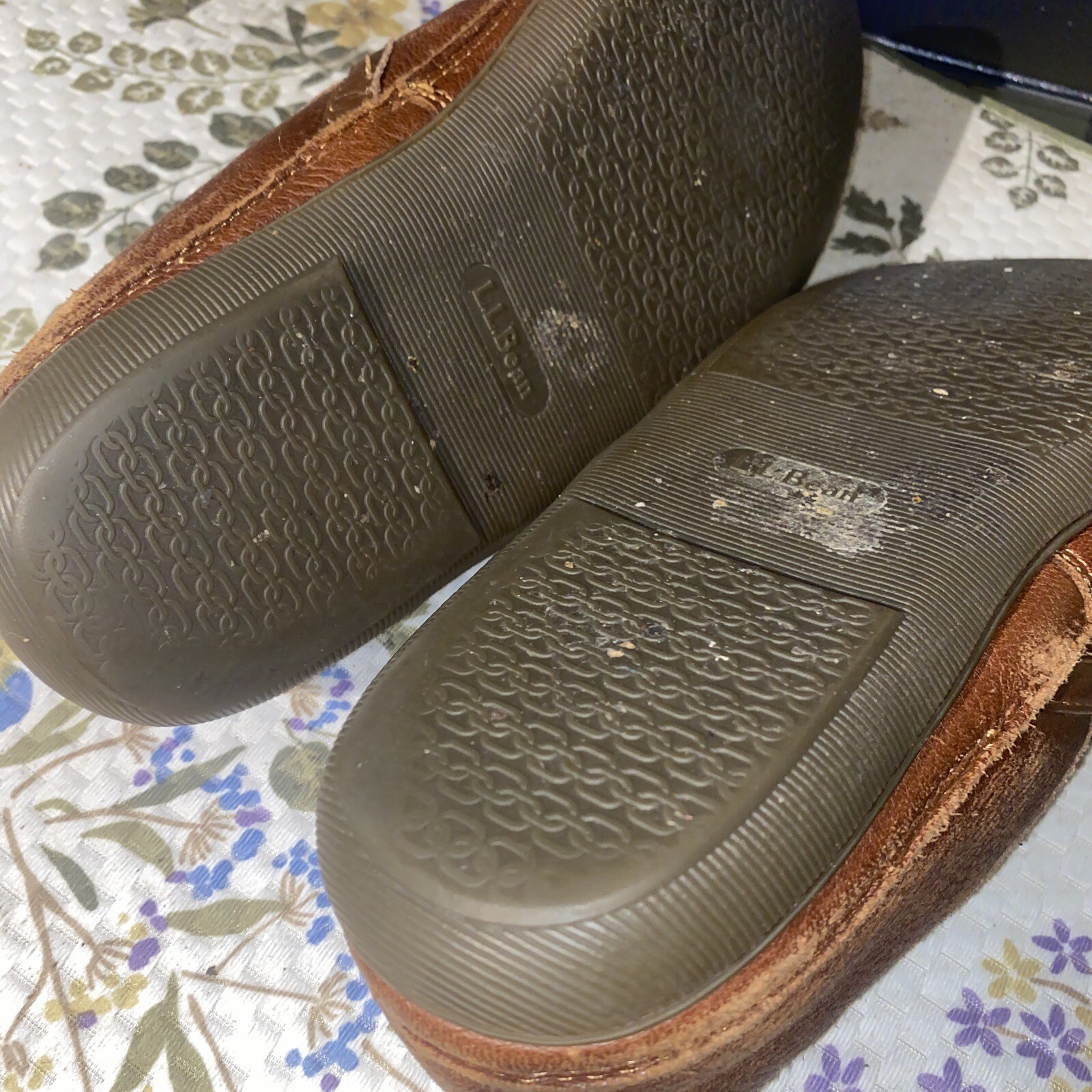 L.L. Bean Mens Elk Hide Slippers Brown Leather 71341 GUC 7M eBay