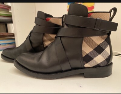 Women's Authentic Burberry Pryle Equestrian Check Ankle Booties
