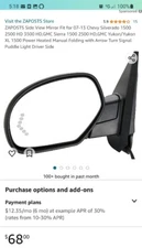 ZAPOSTS Side View Mirror Fit for 07-13 Chevy Silverado 1500 2500 HD 3500 HD,GMC
