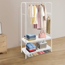 Metal Clothes Rack W/ Bottom Shelves Clothes Display Rack Closet Clothing Holder