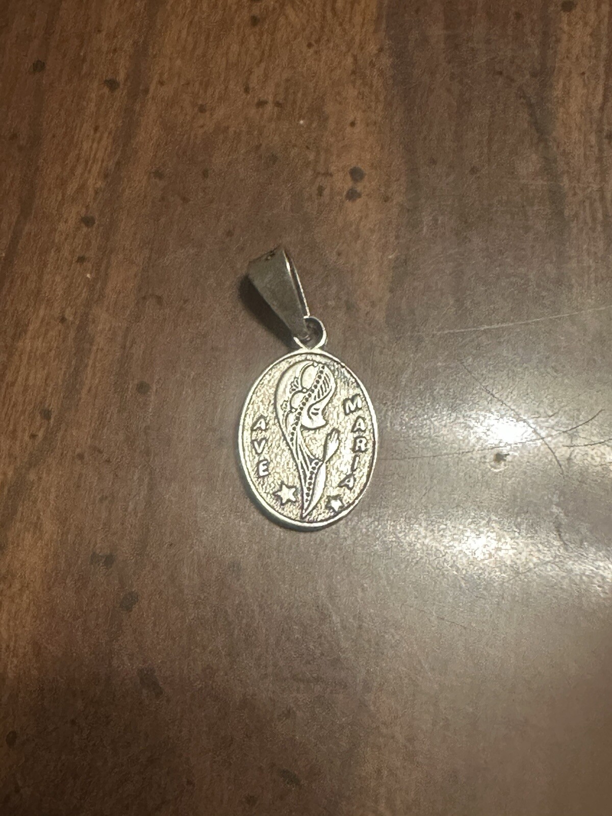 925 Sterling Silver Small Virgin Mary Virgen Maria & Jesus God Pendant Charm