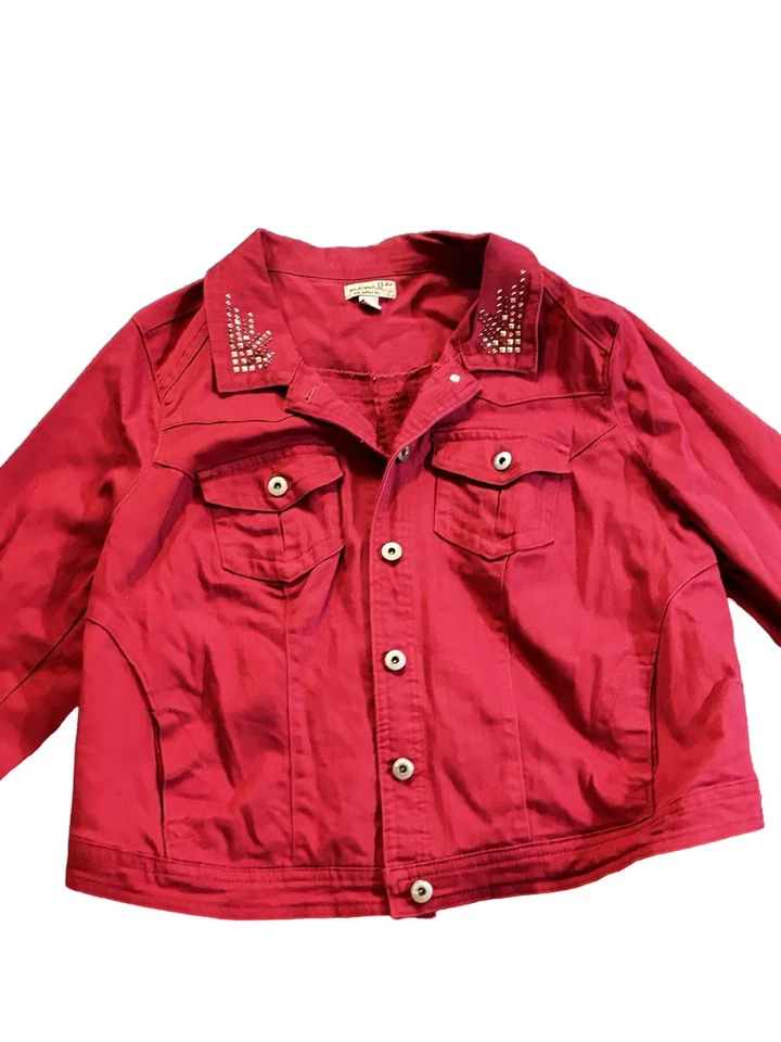 Chaqueta vaquera roja para mujer talla 2X usada en excelente estado por One World Foto 2 de 3