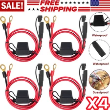 4Pcs 2FT SAE Battery Connector Cable 2-Pin Ring Terminal Harness Extension Wire