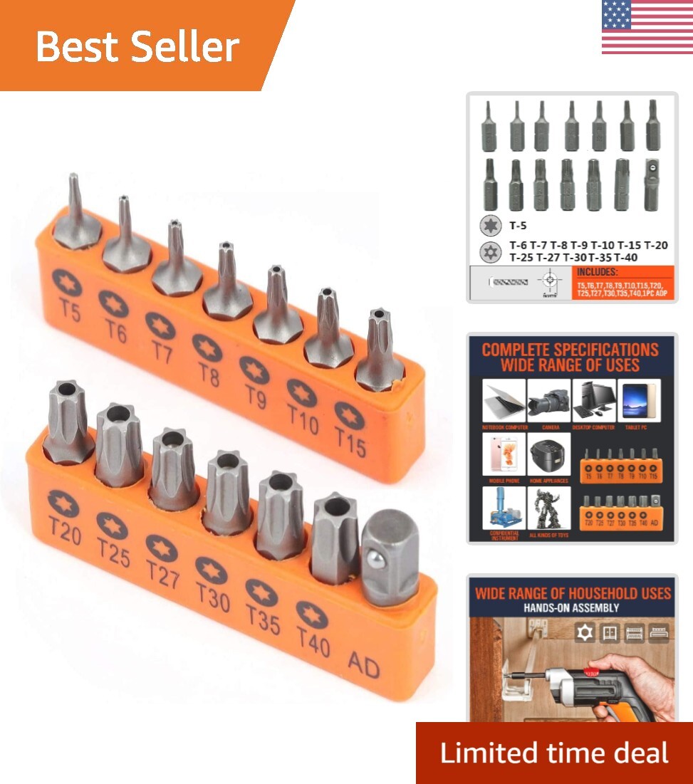 14-Piece Tamper Resistant Torx Bits Set with Convenient Storage Case  