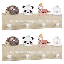 Garderoben 2er Set Kinderzimmer Garderobenpaneelen Wandgarderoben Holz Tiere