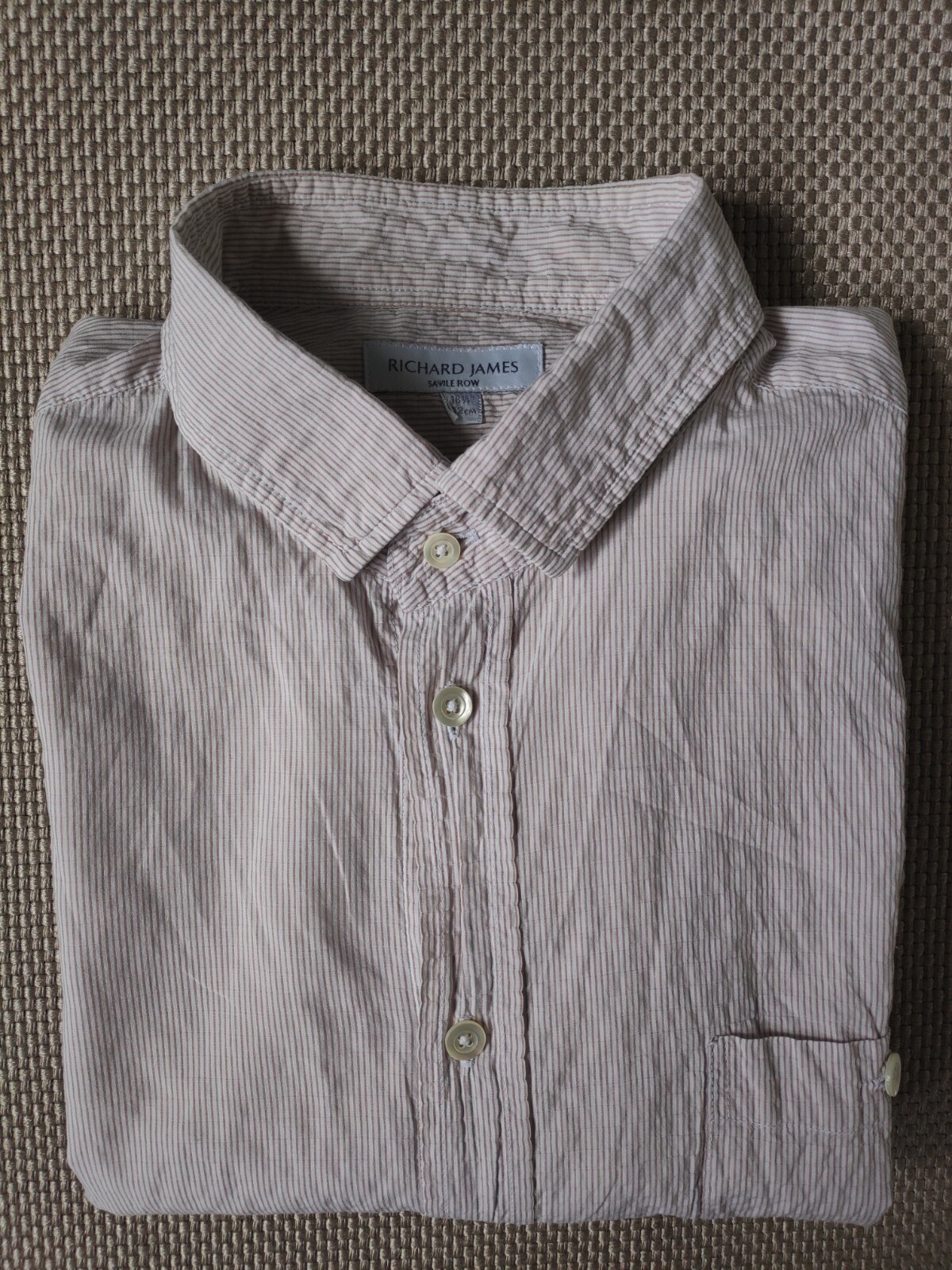 FILA Camicia Seersucker Richard James Savile Row a righe 16 5 42 M bianca e marrone