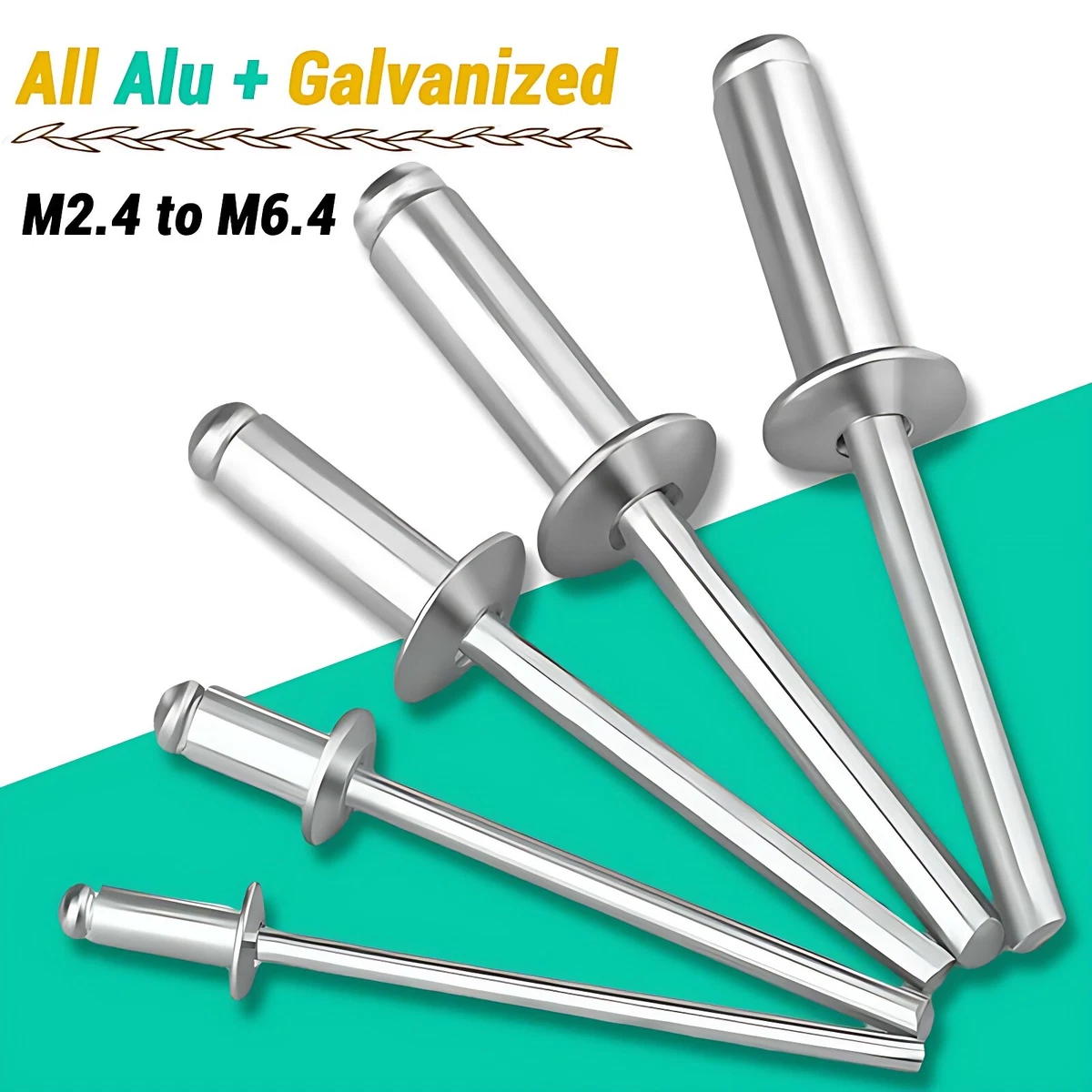 S&R Set di 410 Rivetti Ciechi in Alluminio, Kit Rivetti 2,4 x 6 mm, 3