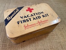 Vintage Collectible Johnson & Johnson Special Vacation First Aid Kit Metal Tin