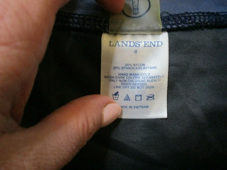 Lands' End Tie Dye Blue Navy Swim Suit Skirt Skort bikini bottom CUTE Size 8 - Image 4 of 4