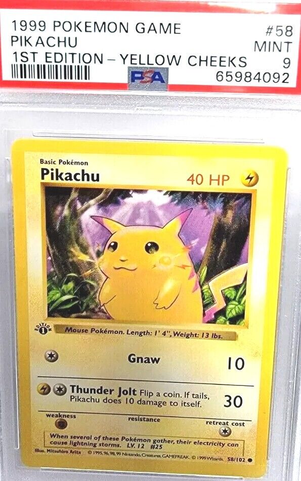PSA 9 1st Edition Base Set Pikachu Yellow Cheeks Pokemon PSA 9 1st Edition Base Set Pikachu Yellow Cheeks Pokemon