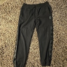 Authetic Coach Mens Large Preloved EUC Cotton Joggers Logo Taped Black Pre-owned