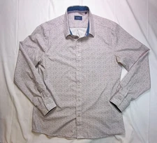 7 Diamonds Shirt Men's Med White Brown Revival 4 Way Stretch Lightweight