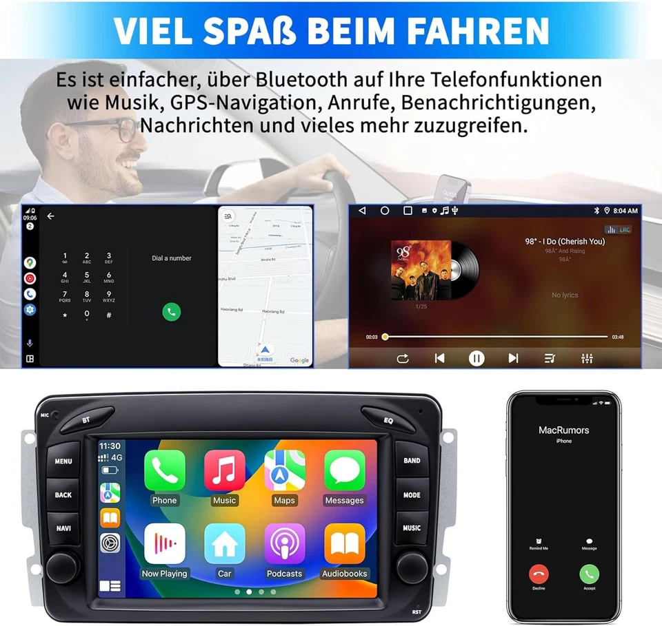 UUTouIoI Autoradio per Mercedes Benz Classe C W203 Classe G W463 CLK W209 - Immagine 4 di 4