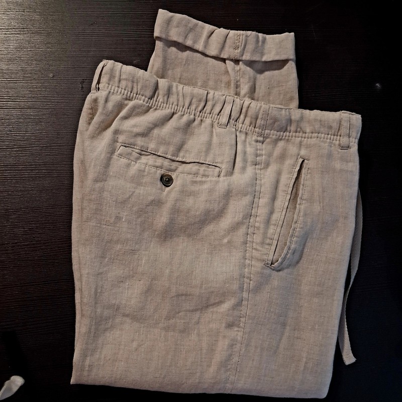"TASSO ELBA"  ISLAND DRAW STRING LINEN TROUSERS  Men's M. Mint! Sony Wardrobe