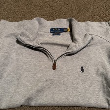 Polo Ralph Lauren Men  s Estate-Rib Quarter-Zip Pullover Small Heathered Gray