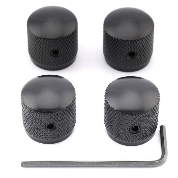 Musiclily 4Pcs Schwarz Metrisch GrößE Metall Kuppel Drehknopf Mit Schraube Neu-image