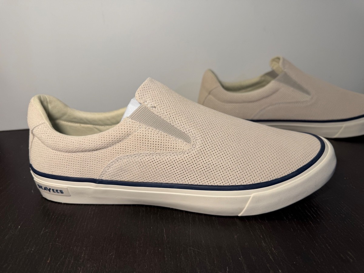 SeaVees Hawthorne Slip On Perforated Suede Sneakers Ecru  display picture 3