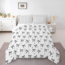 Bowknot Full Size Comforter Set, Kawaii Bow Bedding Set for Kids Girls Boys W...
