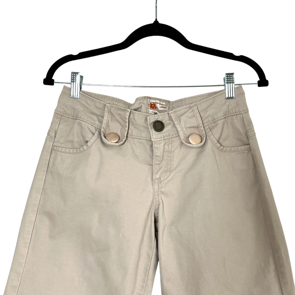 Anthropologie Twill Twenty Two Y2K Low Rise Wide Leg Pants Beige Size 27 Boho - Image 2 of 4