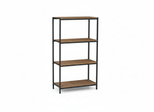 Libreria Industriale 4 Ripiani Scaffale Mobile Legno 60x30x120 cm
