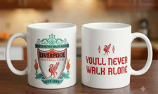 Liverpool FC  Mug "You'll Never Walk Alone"  and badge personalised novelty mug