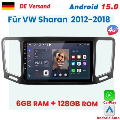 6+128GB Carplay Android 15 Autoradio GPS Navi BT DAB+ Für VW Sharan 7N 2012-2018