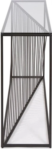 Elegant Optical Twist Console Table in Matte Graphite - Picture 5 of 6