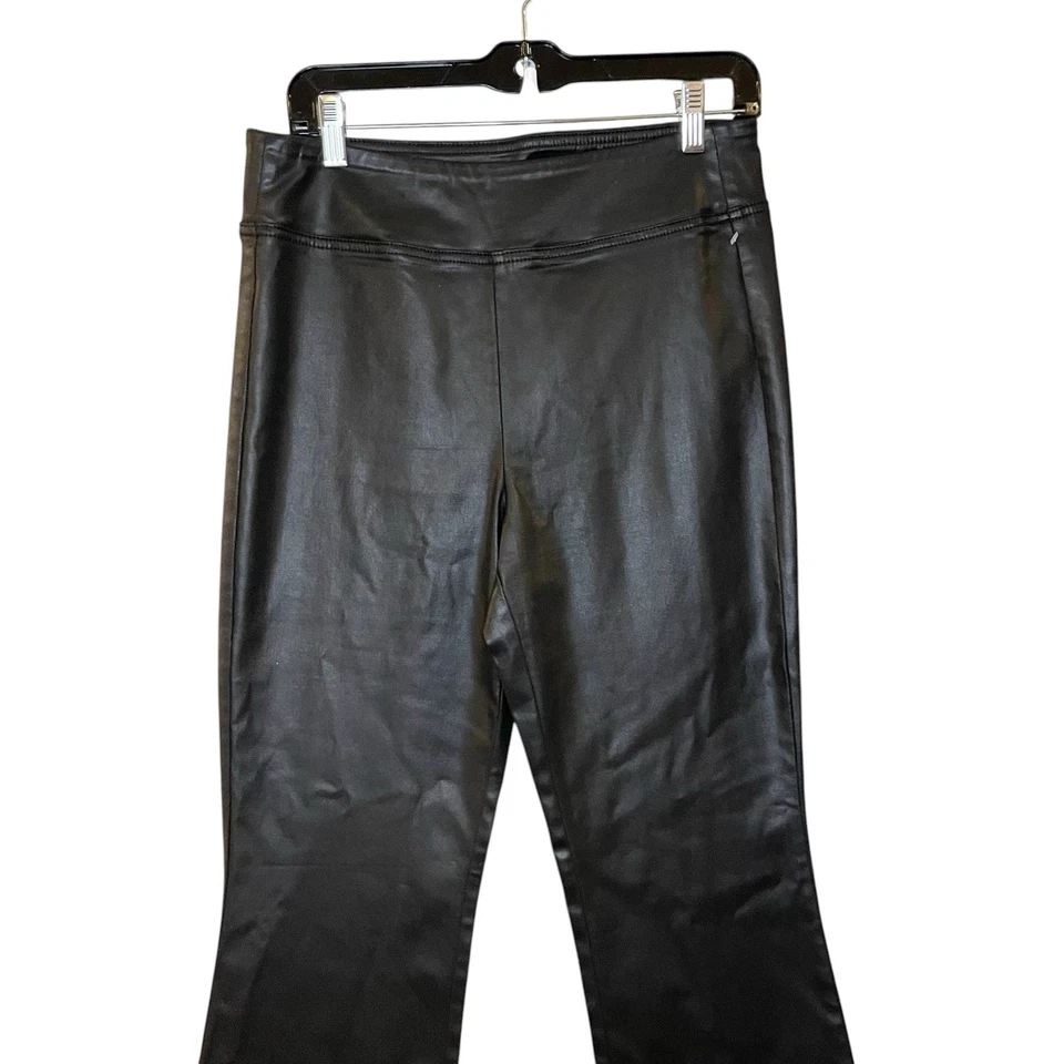 Casa Blanca Mercado Negro Talla 8 Extra Alto Tiro Negro Ajustado Acampanado Imitación Cuero Foto 3 de 4