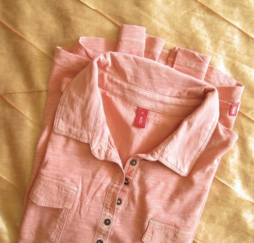 EDC ESPRIT POLO SLUB LANGARM SHIRT FREIZEIT BAUMWOLLSHIRT WASHED ROSA M, 38 - Bild 8 von 16