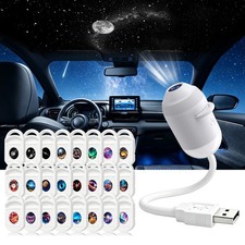 USB Galaxy Star Projector Night Light 3/6/12/24 Slides for Bedroom Car Decor