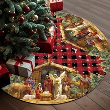 Christmas Tree Skirt 36 Inch, Christmas Skirt Tree Decoration with Buffalo Plaid