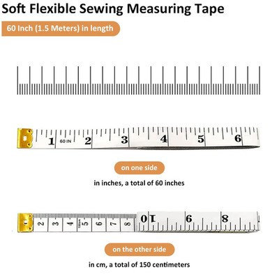 3-Pack Flexible Tape Measure Accurate Dual Scale Soft Measuring Tape for Sewi...